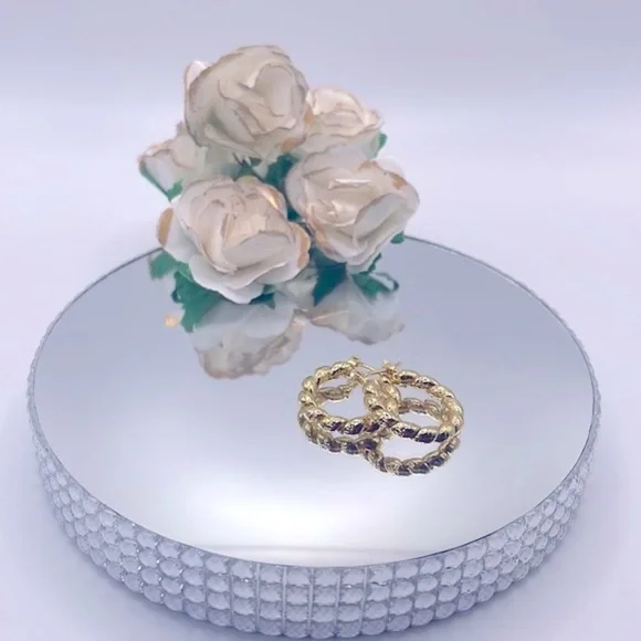 18k Gold Plated Small Twist Hoop Earrings - Picture 5 of 5